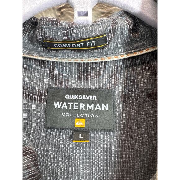 Quiksilver Tribal Rave Waterman Collection Short Sleeve Button Up Shirt Large - Picture 3 of 6